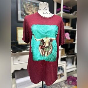 Crazy Train Burgundy Bull Graphic Tee